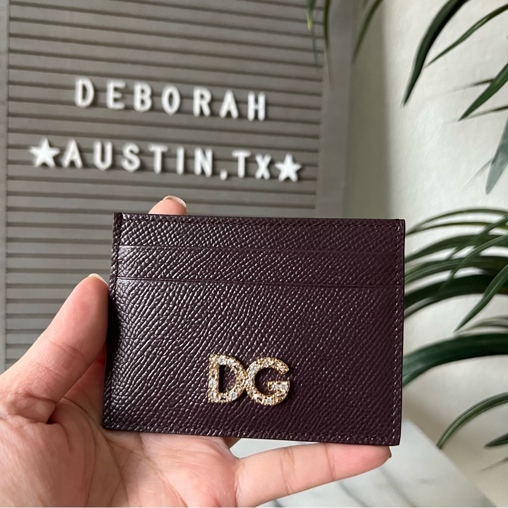 New Dolce and Gabbana Rhinestones Logo Card Holder